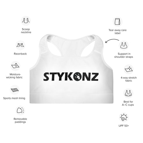 Women's Graffiti Padded Sports Bra Black Stykonz Block - Stykonz Graffiti Streetwear