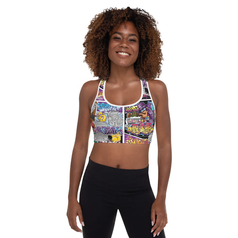 Women's Graffiti Padded Sports Bra Comic Stykonz 1 - Stykonz Graffiti Streetwear