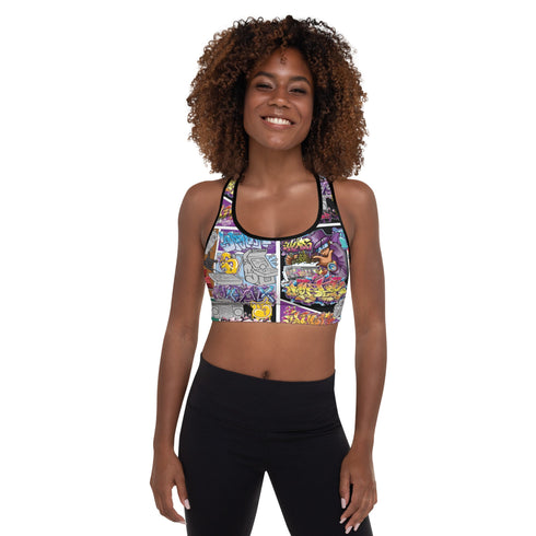 Women's Graffiti Padded Sports Bra Comic Stykonz 1 - Stykonz Graffiti Streetwear
