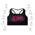 Women's Graffiti Padded Sports Bra Hot Pink Scriptkonz on Black - Stykonz Graffiti Streetwear
