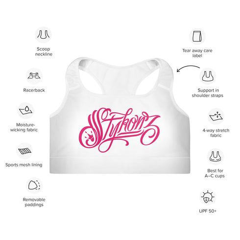 Women's Graffiti Padded Sports Bra Hot Pink Scriptkonz - Stykonz Graffiti Streetwear