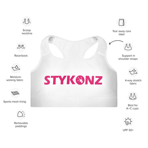 Women's Graffiti Padded Sports Bra Hot Pink Stykonz Block - Stykonz Graffiti Streetwear