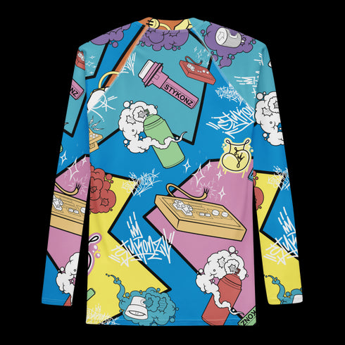 Women's Graffiti Rash Guard 90's Elements Throw Ups and Tags - Stykonz Graffiti Streetwear