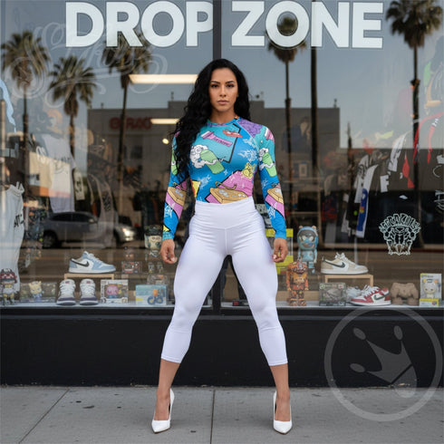 Women's Graffiti Rash Guard 90's Elements Throw Ups and Tags - Stykonz Graffiti Streetwear