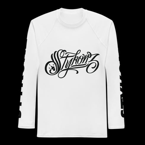 Women's Graffiti Rash Guard Black on White Scriptkonz - Stykonz Graffiti Streetwear