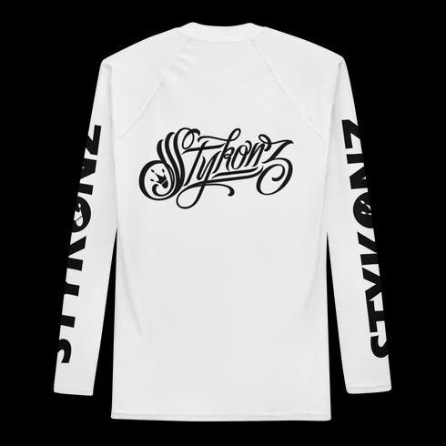 Women's Graffiti Rash Guard Black on White Scriptkonz - Stykonz Graffiti Streetwear