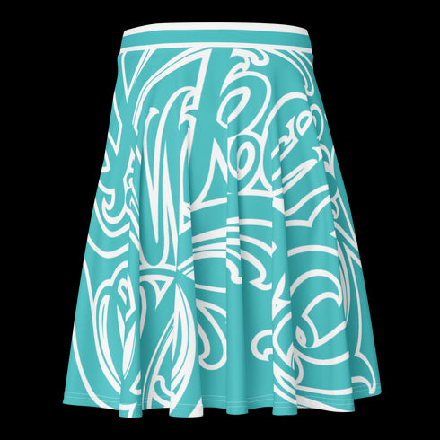 Women's Graffiti Skirt Stykonz Turquoise Script - Stykonz Graffiti Streetwear