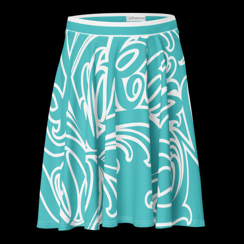 Women's Graffiti Skirt Stykonz Turquoise Script - Stykonz Graffiti Streetwear