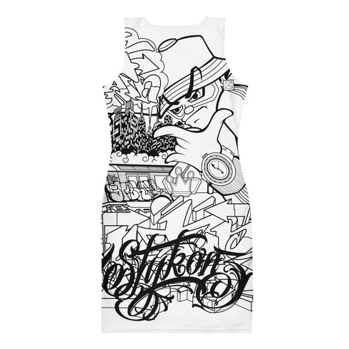 Women's Graffiti Summer Dress Stykonz B&W Script - Stykonz Graffiti Streetwear