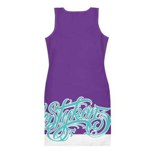 Women's Graffiti Summer Dress Stykonz Purple Mix Script - Stykonz Graffiti Streetwear