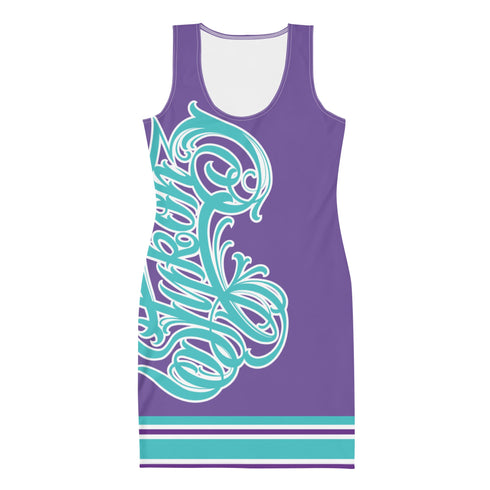 Women's Graffiti Summer Dress Stykonz Purple & Turquoise Script - Stykonz Graffiti Streetwear