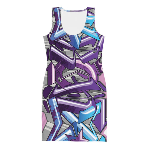 Women's Graffiti Summer Dress Stykonz Purple Wildstyle - Stykonz Graffiti Streetwear