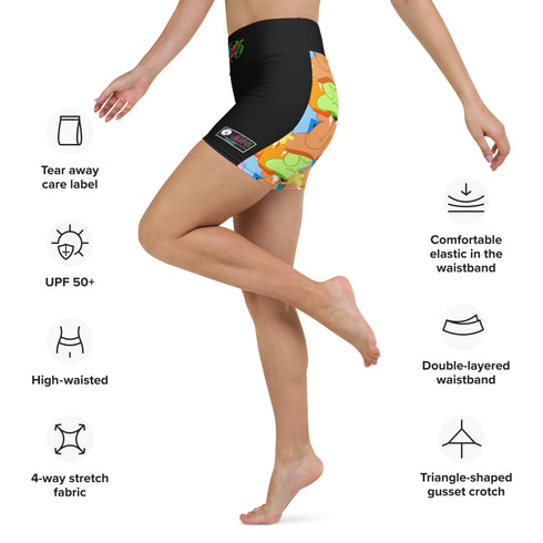 Women's Graffiti Yoga Shorts feat Black Candy - Stykonz Graffiti Streetwear