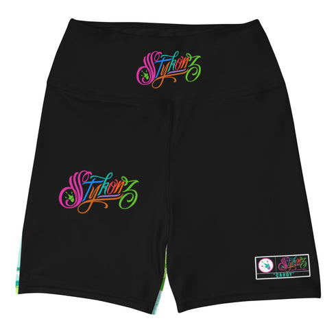 Women's Graffiti Yoga Shorts feat Black Candy - Stykonz Graffiti Streetwear