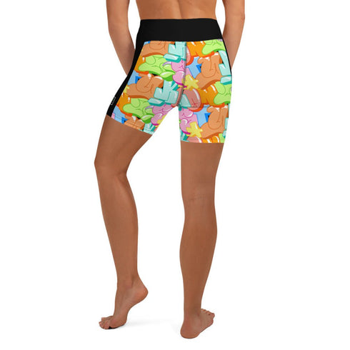 Women's Graffiti Yoga Shorts feat Black Candy - Stykonz Graffiti Streetwear
