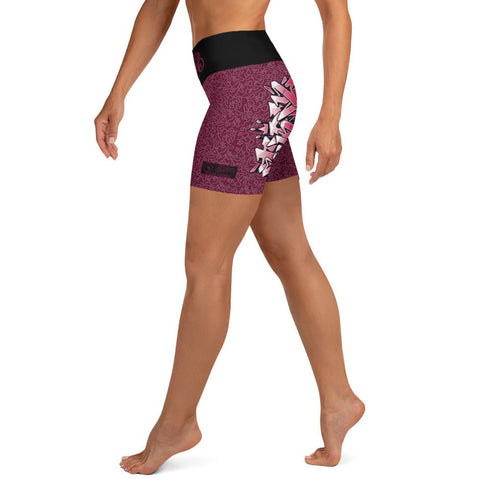 Women's Graffiti Yoga Shorts feat Black Cherry - Stykonz Graffiti Streetwear