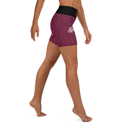 Women's Graffiti Yoga Shorts feat Black Cherry - Stykonz Graffiti Streetwear