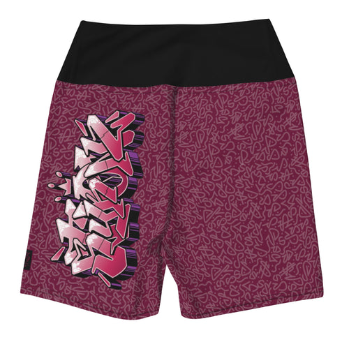 Women's Graffiti Yoga Shorts feat Black Cherry - Stykonz Graffiti Streetwear