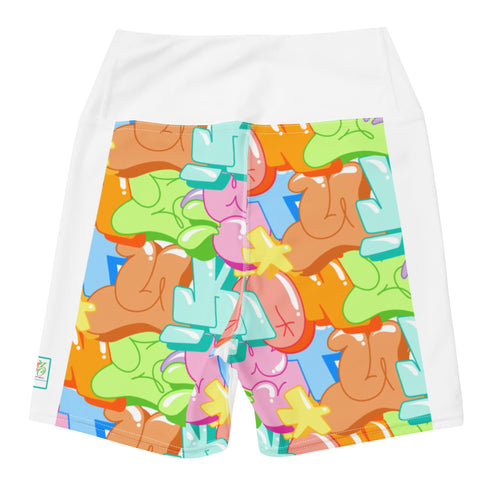 Women's Graffiti Yoga Shorts feat Candy - Stykonz Graffiti Streetwear