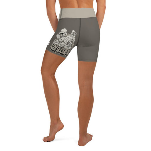 Women's Graffiti Yoga Shorts feat Chromium - Stykonz Graffiti Streetwear