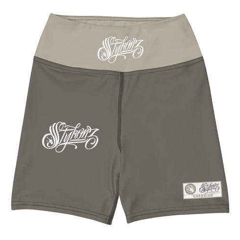 Women's Graffiti Yoga Shorts feat Chromium - Stykonz Graffiti Streetwear