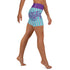 Women's Graffiti Yoga Shorts feat Stykonz Candy Turquoise Script - Stykonz Graffiti Streetwear