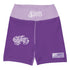 Women's Graffiti Yoga Shorts feat Stykonz Purple and White Throwup Script - Stykonz Graffiti Streetwear