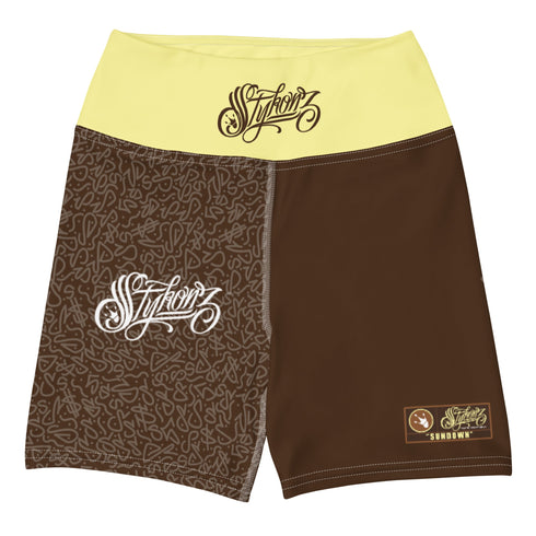Women's Graffiti Yoga Shorts feat Sundown - Stykonz Graffiti Streetwear