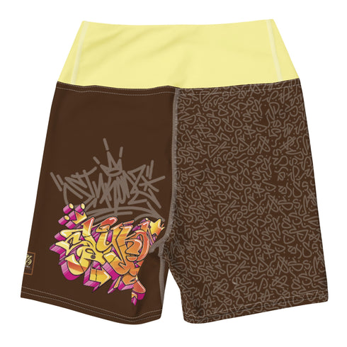 Women's Graffiti Yoga Shorts feat Sundown - Stykonz Graffiti Streetwear