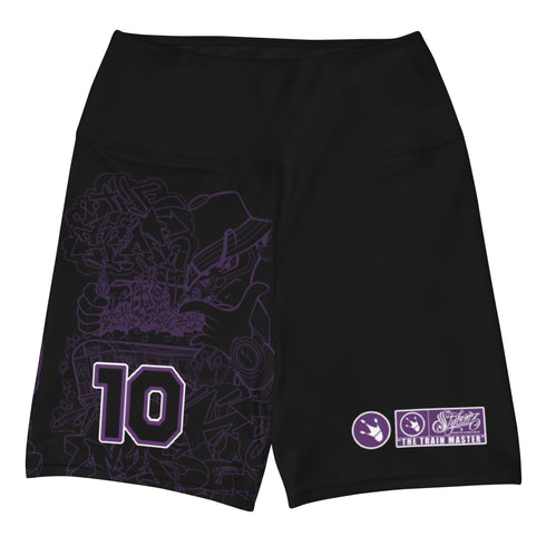 Women's Graffiti Yoga Shorts feat The Train Master Black - Stykonz Graffiti Streetwear