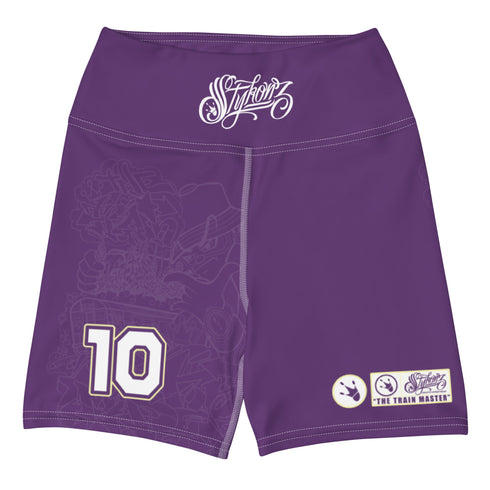 Women's Graffiti Yoga Shorts feat The Train Master Purple - Stykonz Graffiti Streetwear