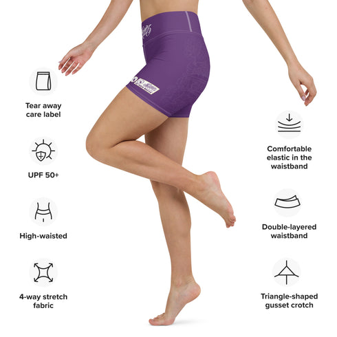 Women's Graffiti Yoga Shorts feat The Train Master Purple - Stykonz Graffiti Streetwear