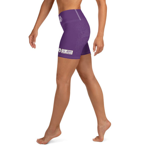 Women's Graffiti Yoga Shorts feat The Train Master Purple - Stykonz Graffiti Streetwear