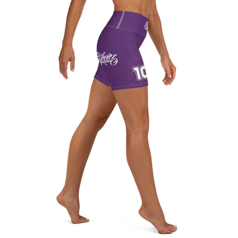 Women's Graffiti Yoga Shorts feat The Train Master Purple - Stykonz Graffiti Streetwear