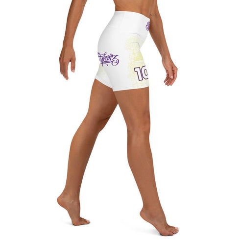 Women's Graffiti Yoga Shorts feat The Train Master White - Stykonz Graffiti Streetwear