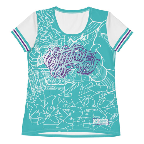 Women's Turquoise Fleggings and Athletic T-Shirt Bundle - Stykonz Graffiti Streetwear