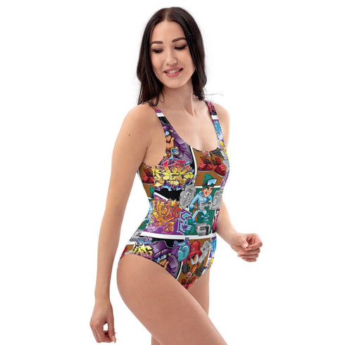 Grafkini™ Women's Graffiti One - Piece Swimsuit Comic Stykonz 1 - Stykonz Graffiti Streetwear