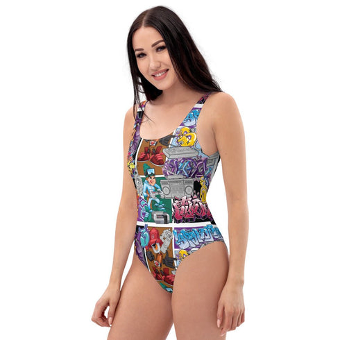 Grafkini™ Women's Graffiti One - Piece Swimsuit Comic Stykonz 1 - Stykonz Graffiti Streetwear