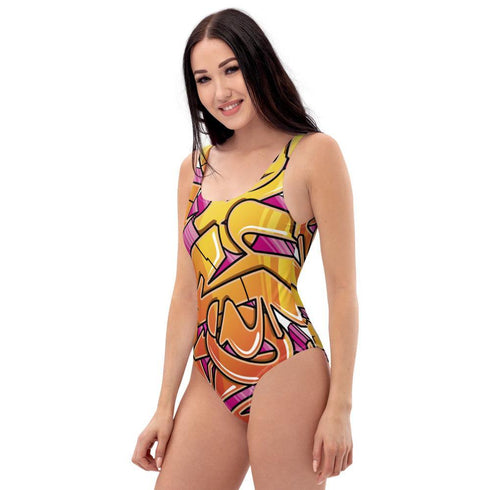 Grafkini™ Women's Graffiti One - Piece Swimsuit Sundown NY Wildstyle - Stykonz Graffiti Streetwear