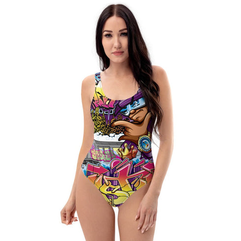 Grafkini™ Women's Graffiti One - Piece Swimsuit The Train Master NY Wildstyle - Stykonz Graffiti Streetwear