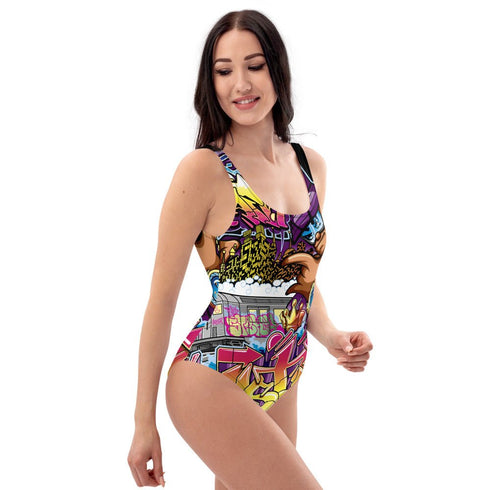 Grafkini™ Women's Graffiti One - Piece Swimsuit The Train Master NY Wildstyle - Stykonz Graffiti Streetwear