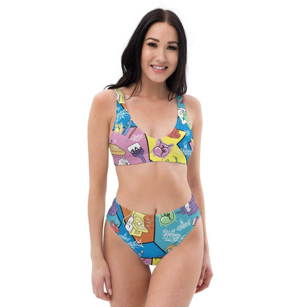 Grafkini™ Women's High Waisted Graffiti Bikini 90's Elements - Stykonz Graffiti Streetwear