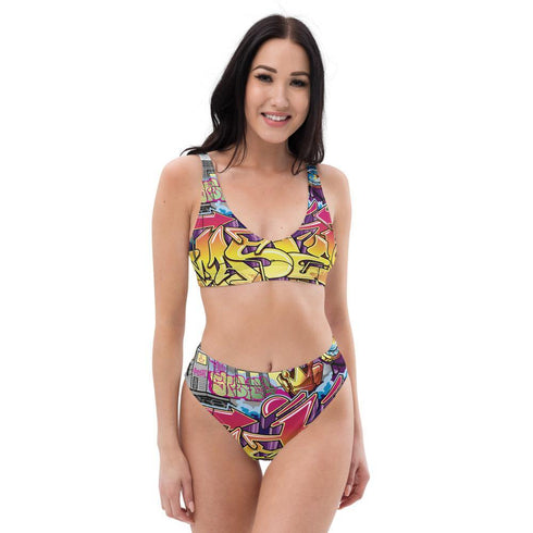 Grafkini™ Women's High Waisted Graffiti Bikini The Train Master - Stykonz Graffiti Streetwear