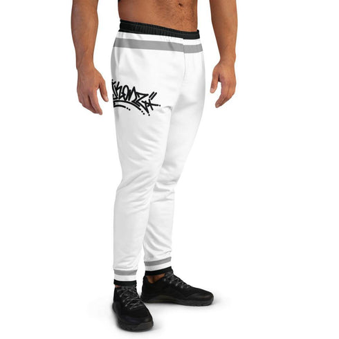 Men's Graffiti Joggers Stykonz Side Hustle White | Hip - Hop Streetwear Joggers - Stykonz Graffiti Streetwear