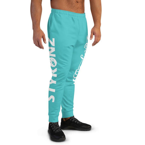 Men's Graffiti Joggers White on Turquoise Scriptkonz | Hip - Hop Streetwear Joggers - Stykonz Graffiti Streetwear