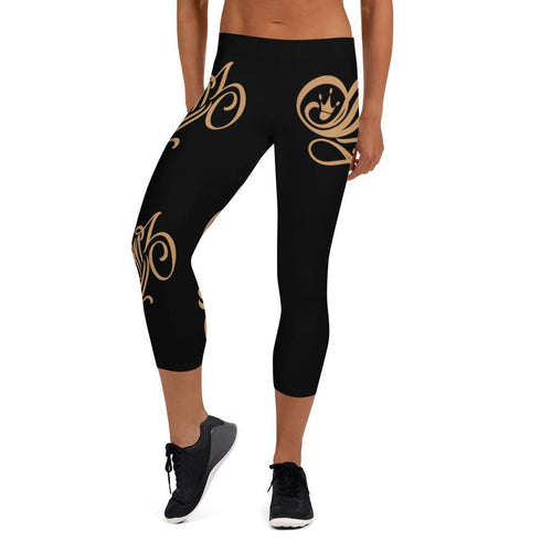 Women's Graffiti Capri Leggings Gold Scriptkonz - Stykonz Graffiti Streetwear