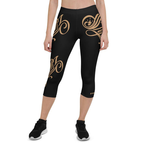 Women's Graffiti Capri Leggings Gold Scriptkonz - Stykonz Graffiti Streetwear