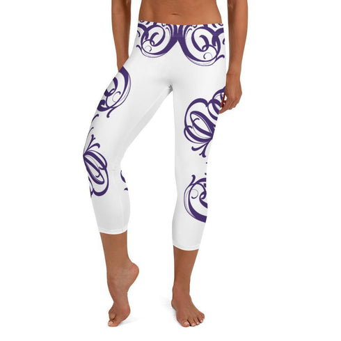 Women's Graffiti Capri Leggings Stykonz Purple Script - Stykonz Graffiti Streetwear