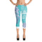 Women's Graffiti Capri Leggings Stykonz Turquoise & White Mix Script - Stykonz Graffiti Streetwear