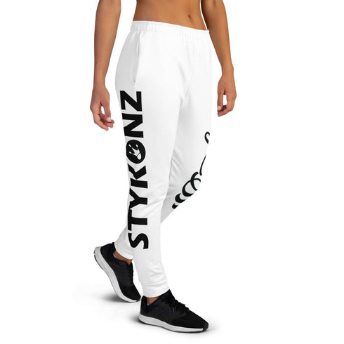 Women's Graffiti Joggers Black on White Scriptkonz - Stykonz Graffiti Streetwear